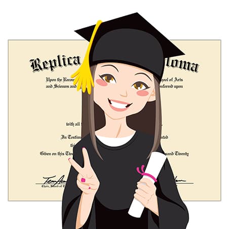 girl holding fake diploma