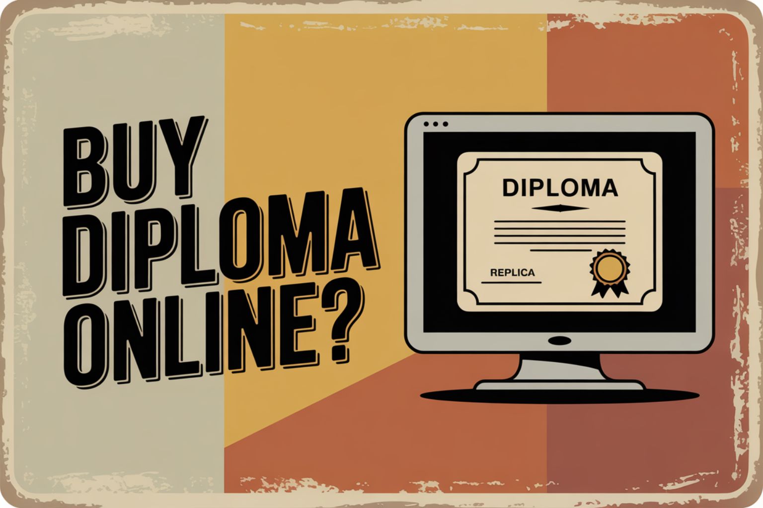 Illustration showing a safe way to buy a diploma online