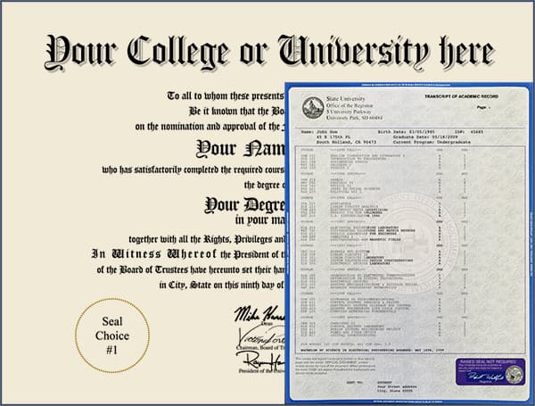 College Diploma - Design 2 with Transcripts COLLEGE_DIPLOMA_NDWT_02