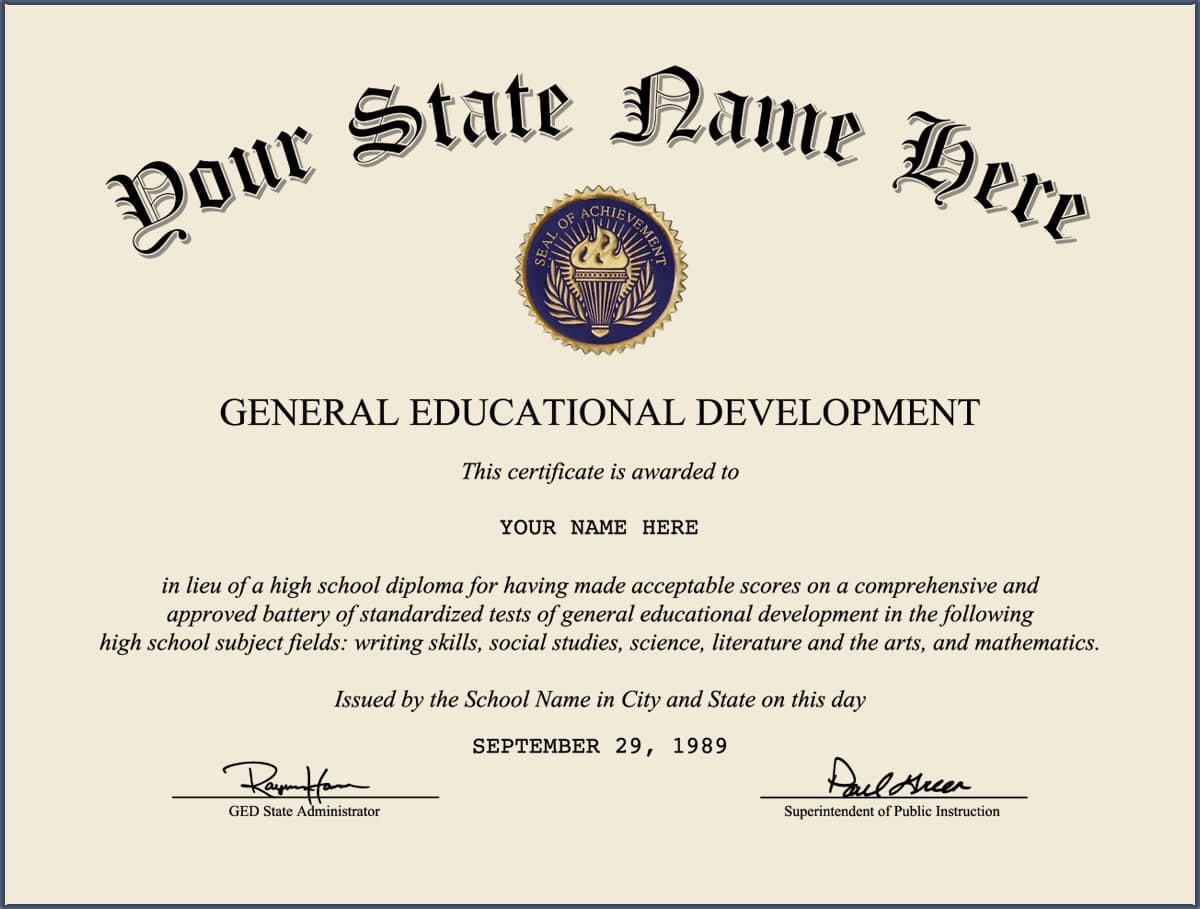 Fake GED Diploma - Design 1