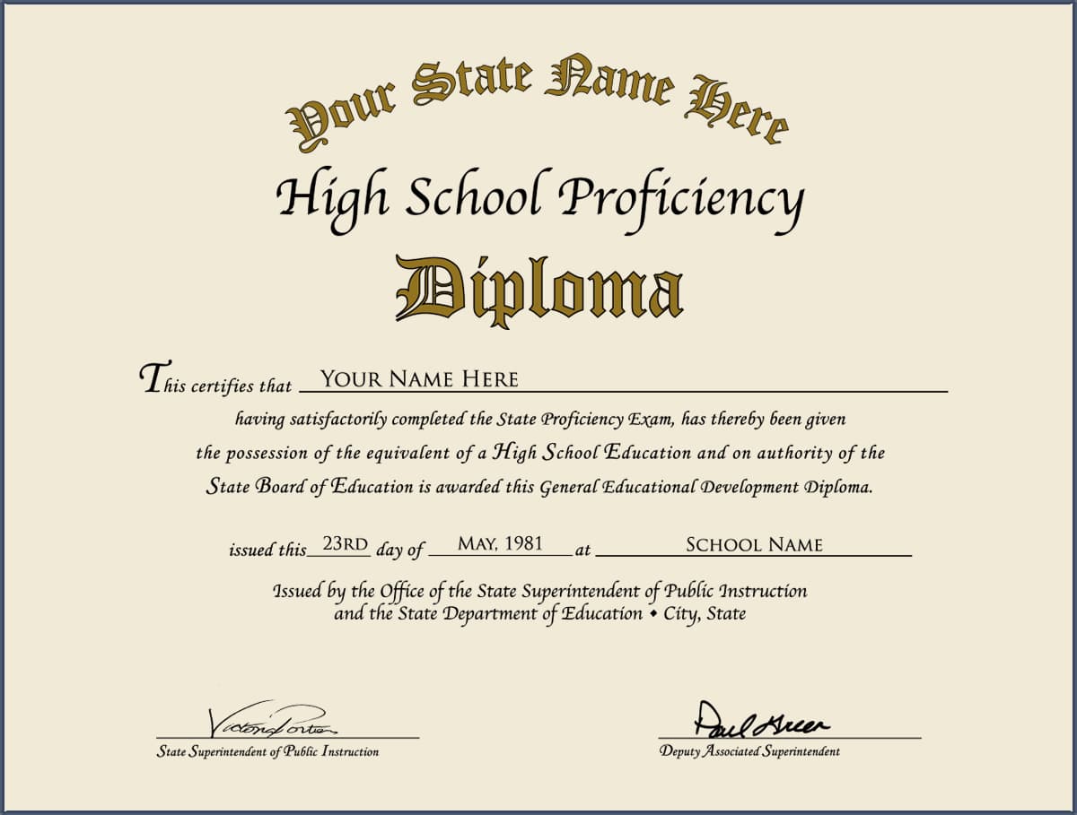 High School Equivalency - GED Diploma Design 3