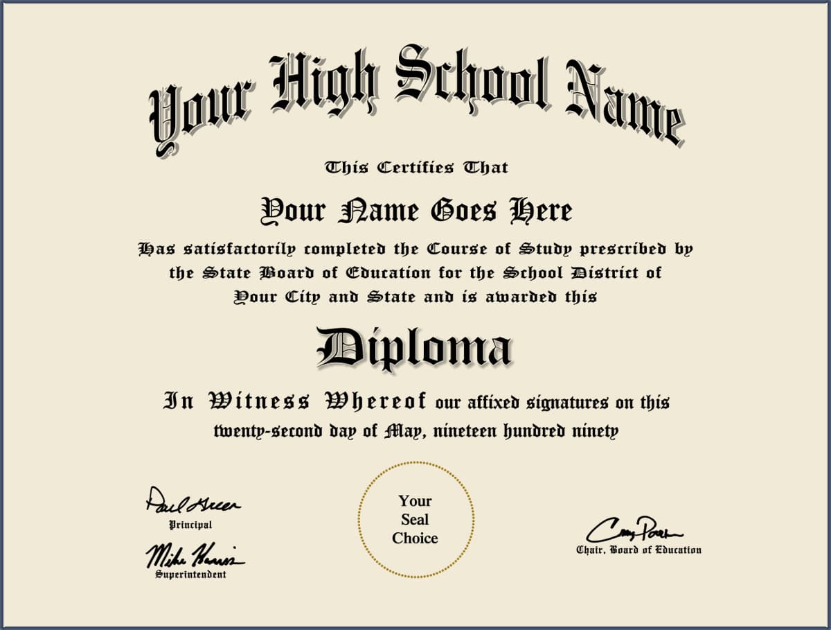 Fake High School Diploma - Design 2