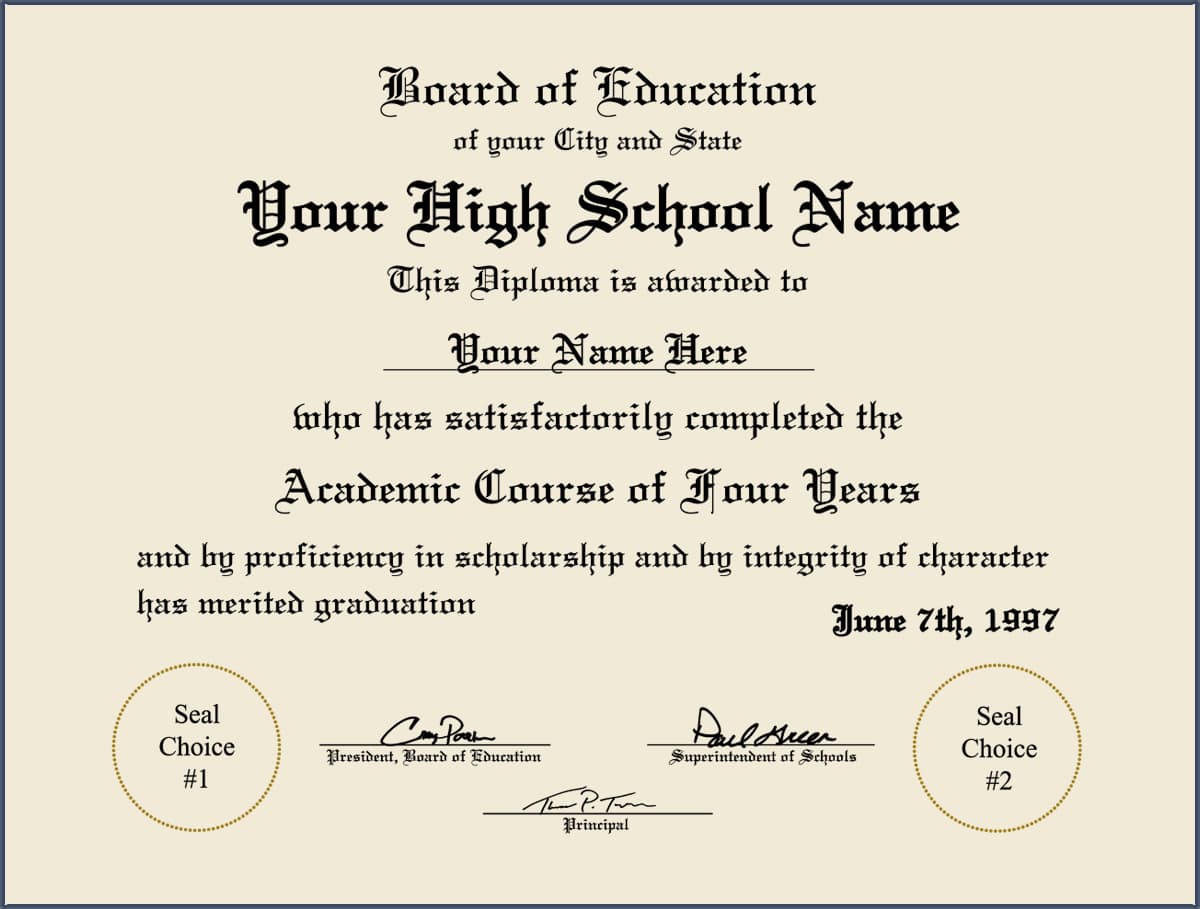 Fake High School Diploma - Design 3