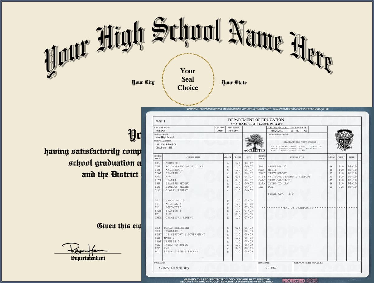 Buy Realistic Fake High School Diploma