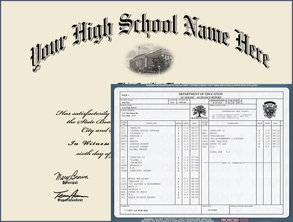 High School Diploma - Design 3 with Transcripts HIGH_SCHOOL_WT_03
