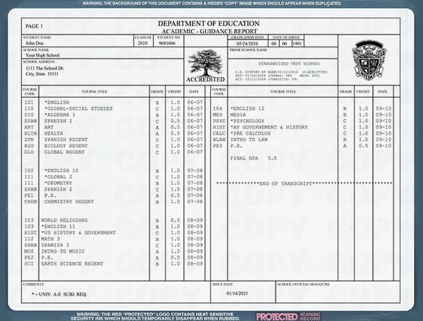 High School Diploma Style 3 Fake High School Diploma style 3 and fake  transcripts [DipHigh3] : Fake Diplomas